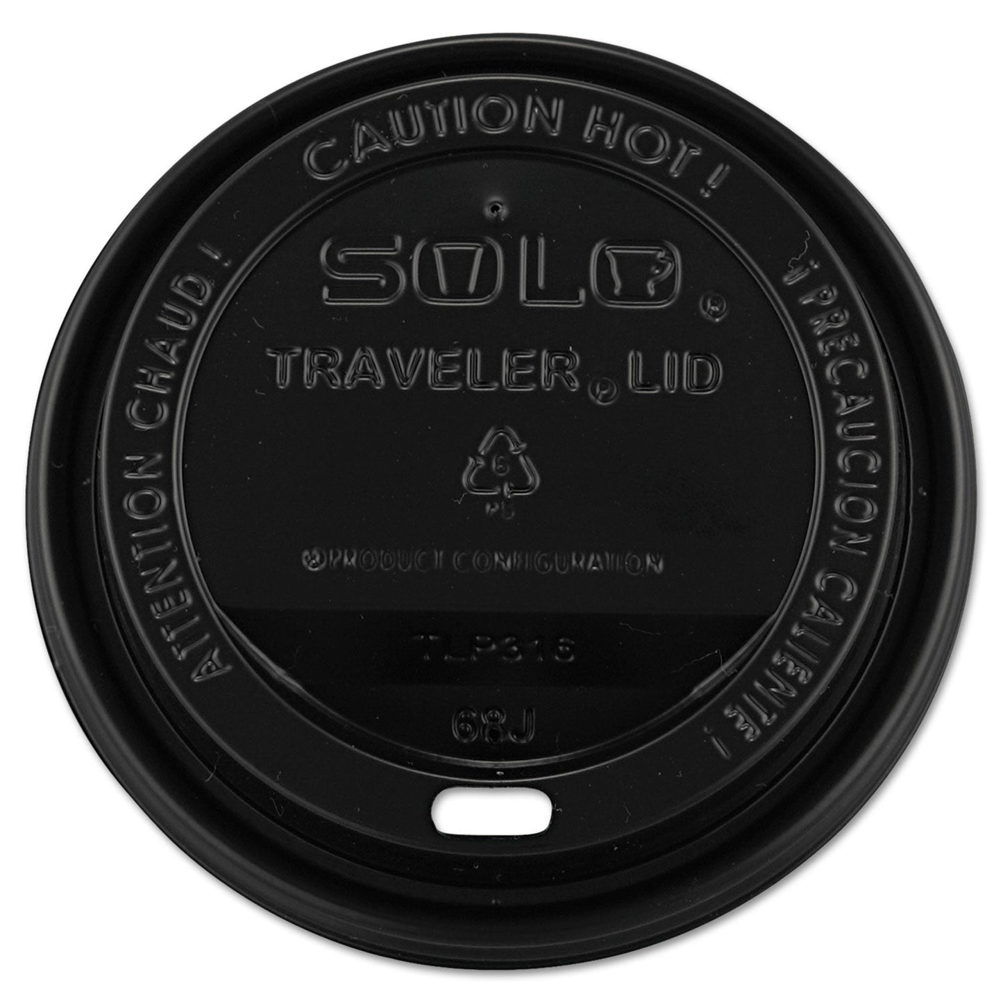 Dart Traveler Cappuccino Style Dome Lid, Fits 10 oz to 24 oz Cups, Black, 100/Sleeve, 10 Sleeves/Carton
