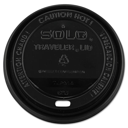 Dart Traveler Cappuccino Style Dome Lid, Fits 10 oz to 24 oz Cups, Black, 100/Sleeve, 10 Sleeves/Carton