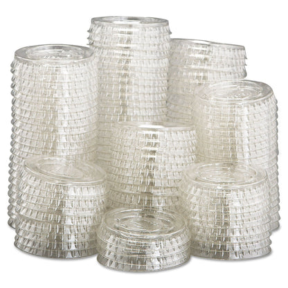 Dart Portion/Souffle Cup Lids, Fits 0.5 oz to 1 oz Cups, PET, Clear, 125 Pack, 20 Packs/Carton