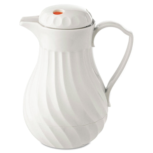 Hormel Poly Lined Carafe, Swirl Design, 64 oz Capacity, White