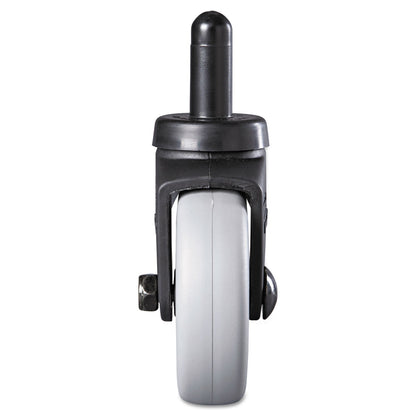 Rubbermaid Replacement Bayonet-Stem Swivel Casters, Grip Ring Stem, 3" Soft Rubber Wheel, Black