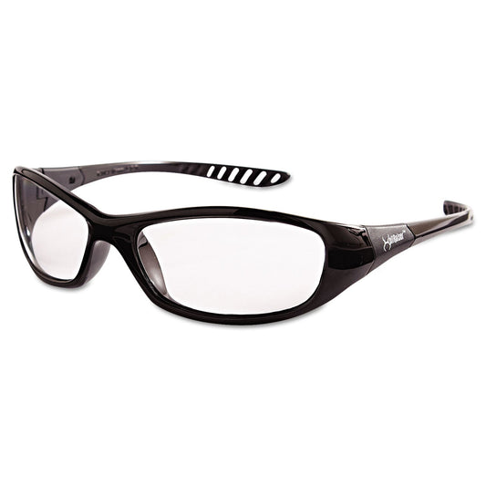 KleenGuard V40 HellRaiser Safety Glasses, Black Frame, Clear Lens