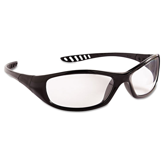 KleenGuard V40 HellRaiser Safety Glasses, Black Frame, Clear Anti-Fog Lens