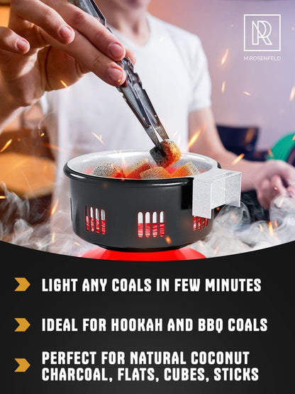Premium Hookah Coal Burner   Red Burner for Hookah 450W – FIRE Tower Multipurpose Electric Stove for Hookah coals Burner for Shisha Free Hookah Tongs overheat Protection Hookah Charcoal Burner