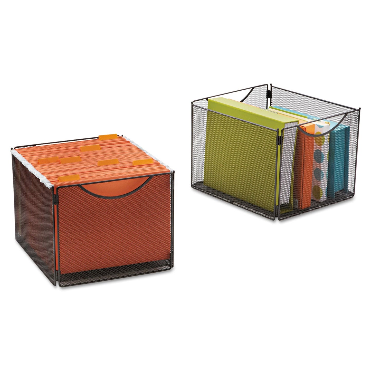 Safco Onyx Mesh Cube Bins, 12.5w x 14d x 10h, Black, 2/Pack