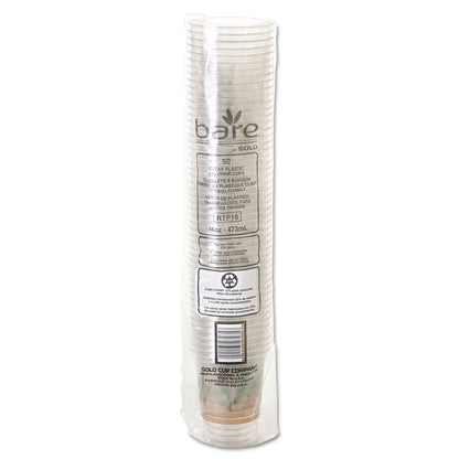 Dart Bare Eco-Forward RPET Cold Cups, 16 oz to 18 oz, Leaf Design, Clear, 50/Pack, 20 Packs/Carton