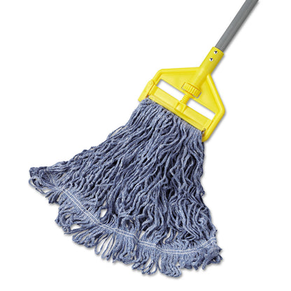Rubbermaid Super Stitch Blend Mop Head, Medium, Cotton/Synthetic, Blue, 6/Carton
