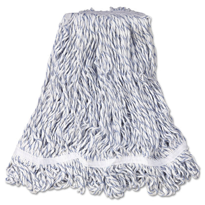 Rubbermaid Web Foot Finish Mop, White, Med, Cotton/Synthetic, 1". White Headband, 6/Carton