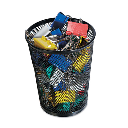 Universal Jumbo Steel Mesh Pencil Cup, 4.38" Diameter x 5.38"h, Black