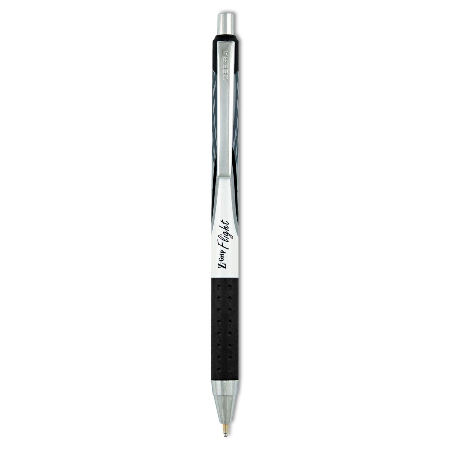 Zebra Z-Grip Flight Ballpoint Pen, Retractable, Bold 1.2 mm, Black Ink, Black Barrel