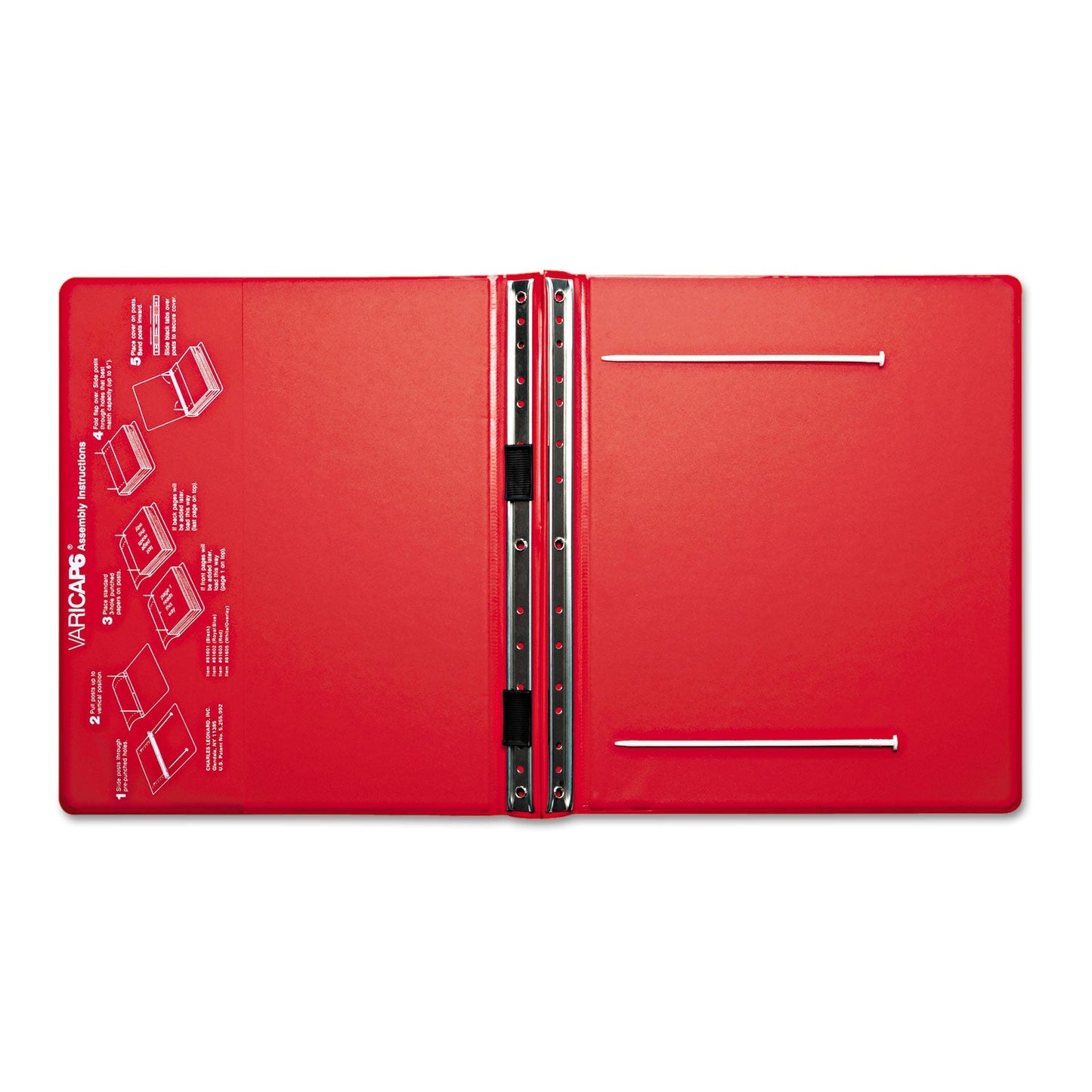 Charles Leonard VariCap Expandable Binder, 2 Posts, 6" Capacity, 11 x 8.5, Red