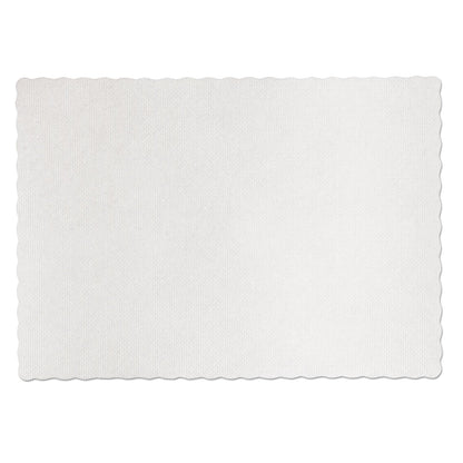 Hoffmaster Knurl Embossed Scalloped Edge Placemats, 9.5 x 13.5, White, 1,000/Carton