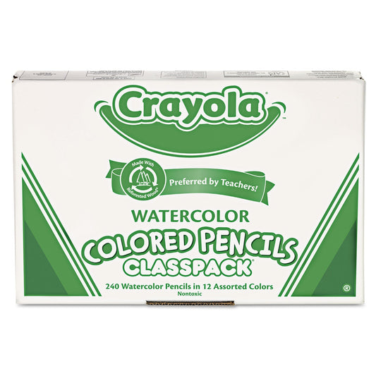 Crayola Watercolor Pencil Classpack Set, 3.3 mm, 2B (#1), Assorted Lead/Barrel Colors, 240/Pack