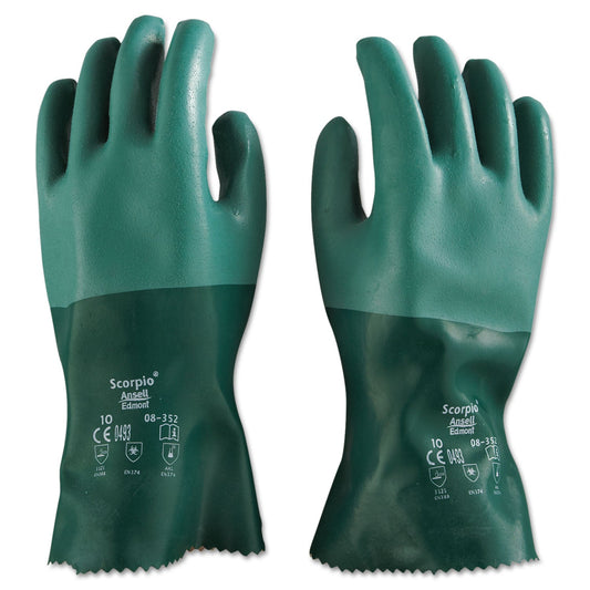 AnsellPro Scorpio Neoprene Gloves, Green, Size 10, 12 Pairs