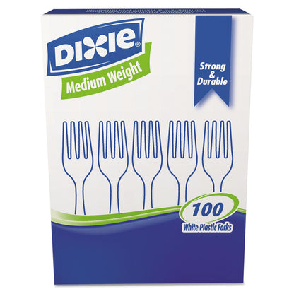 Dixie Plastic Cutlery, Heavy Mediumweight Fork, 100/Box