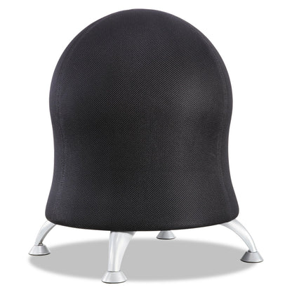 Safco Zenergy Ball Chair, Backless, Supports Up to 250 lb, Black Fabric Seat, Silver Base