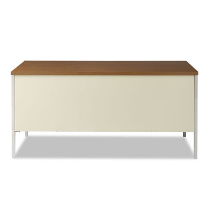 Alera Double Pedestal Steel Desk, 60" x 30" x 29.5", Cherry/Putty