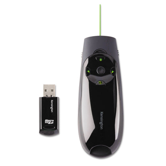 Kensington Presenter Expert Wireless Cursor Control with Green Laser, Class 2, 150 ft Range, Black
