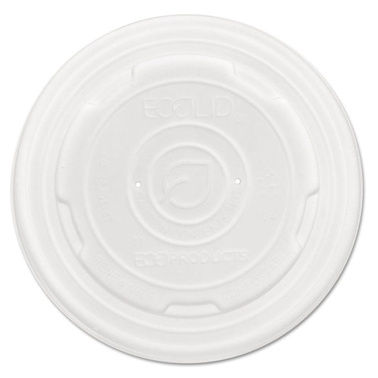 Eco-Products World Art PLA-Laminated Soup Container Lids for 12 oz, 16 oz, 32 oz, White, Plastic, 50/Pack, 10 Packs/Carton