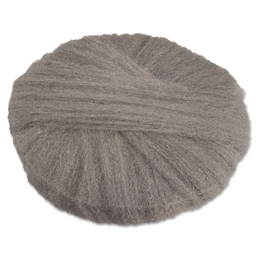 GMT Radial Steel Wool Pads, Grade 0 (Fine): Cleaning and Polishing, 17" Diameter, Gray, 12/Carton