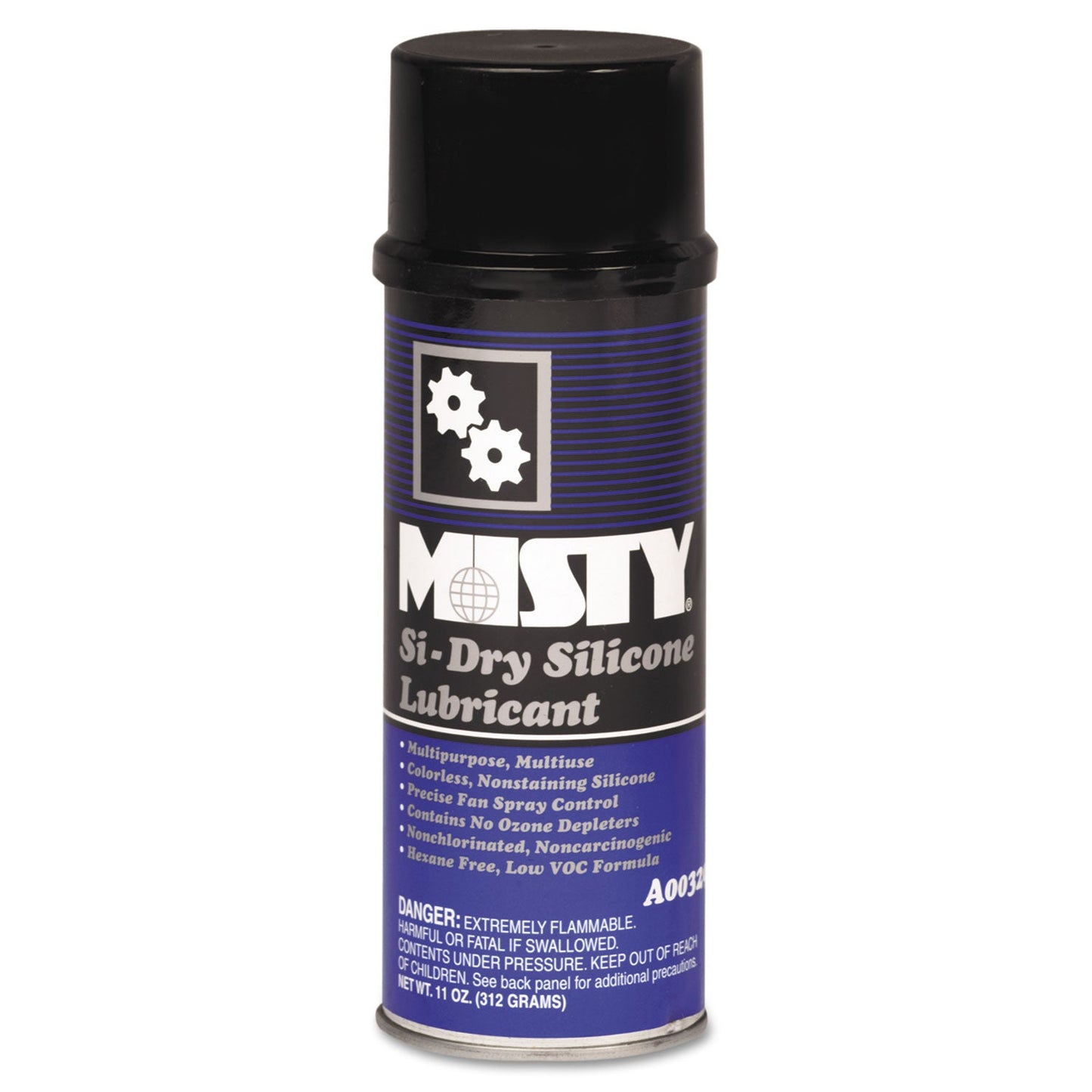 Misty Si-Dry Silicone Spray Lubricant, 11 oz Aerosol Can, 12/Carton