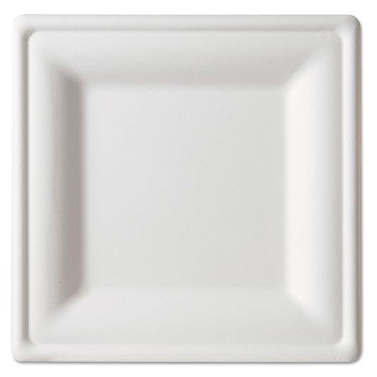 Eco-Products Renewable and Compostable Square Sugarcane Plates, Large, Natural White, 50/Pack, 5 Packs/Carton