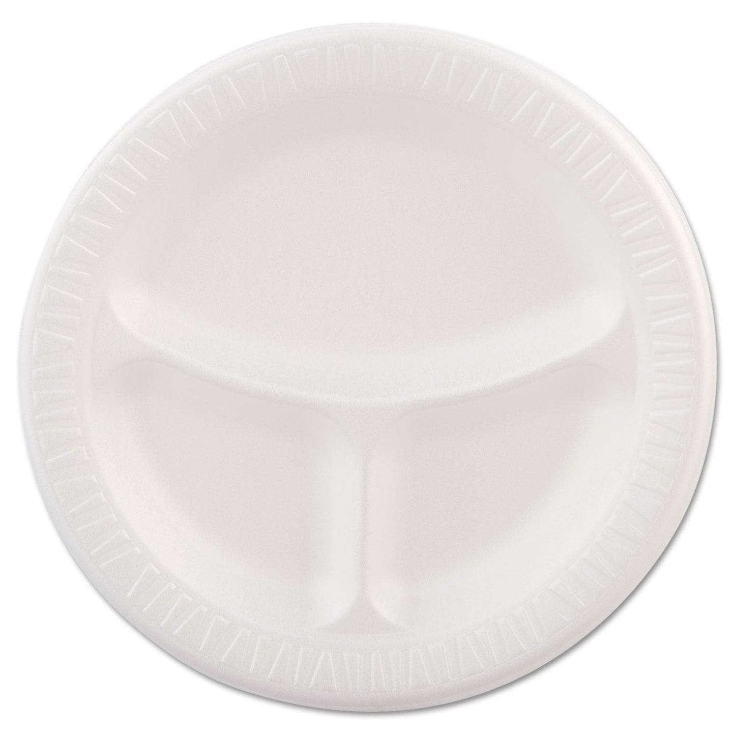 Dart Laminated Foam Plates, 3-Compartment, 9" dia, White, 125/Pack, 4 Packs/Carton