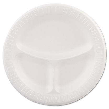 Dart Laminated Foam Plates, 3-Compartment, 9" dia, White, 125/Pack, 4 Packs/Carton