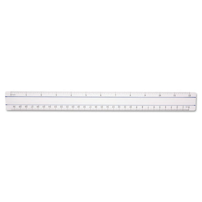 Westcott 12" Magnifying Ruler, Standard/Metric, Plastic, Clear