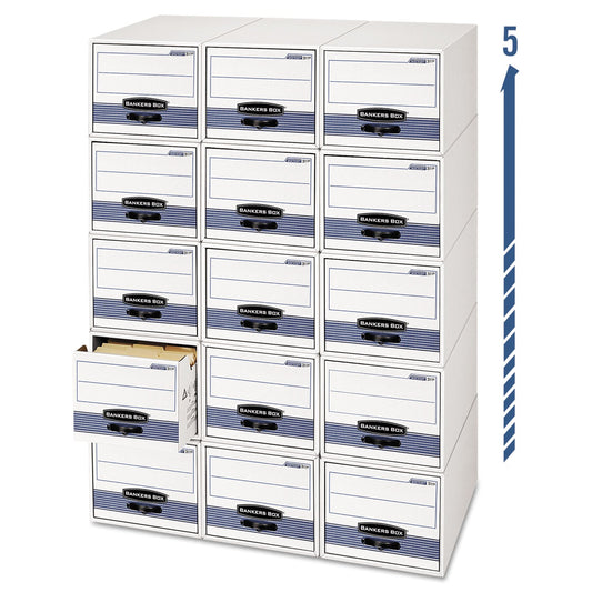 Bankers Box STOR/DRAWER STEEL PLUS Extra Space-Savings Storage Drawers, Legal Files, 17" x 25.5" x 11.5", White/Blue, 6/Carton