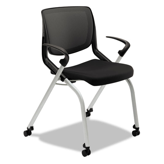 HON Motivate Nesting/Stacking Flex-Back Chair, Supports Up to 300 lb, Onyx Seat, Black Back, Platinum Base