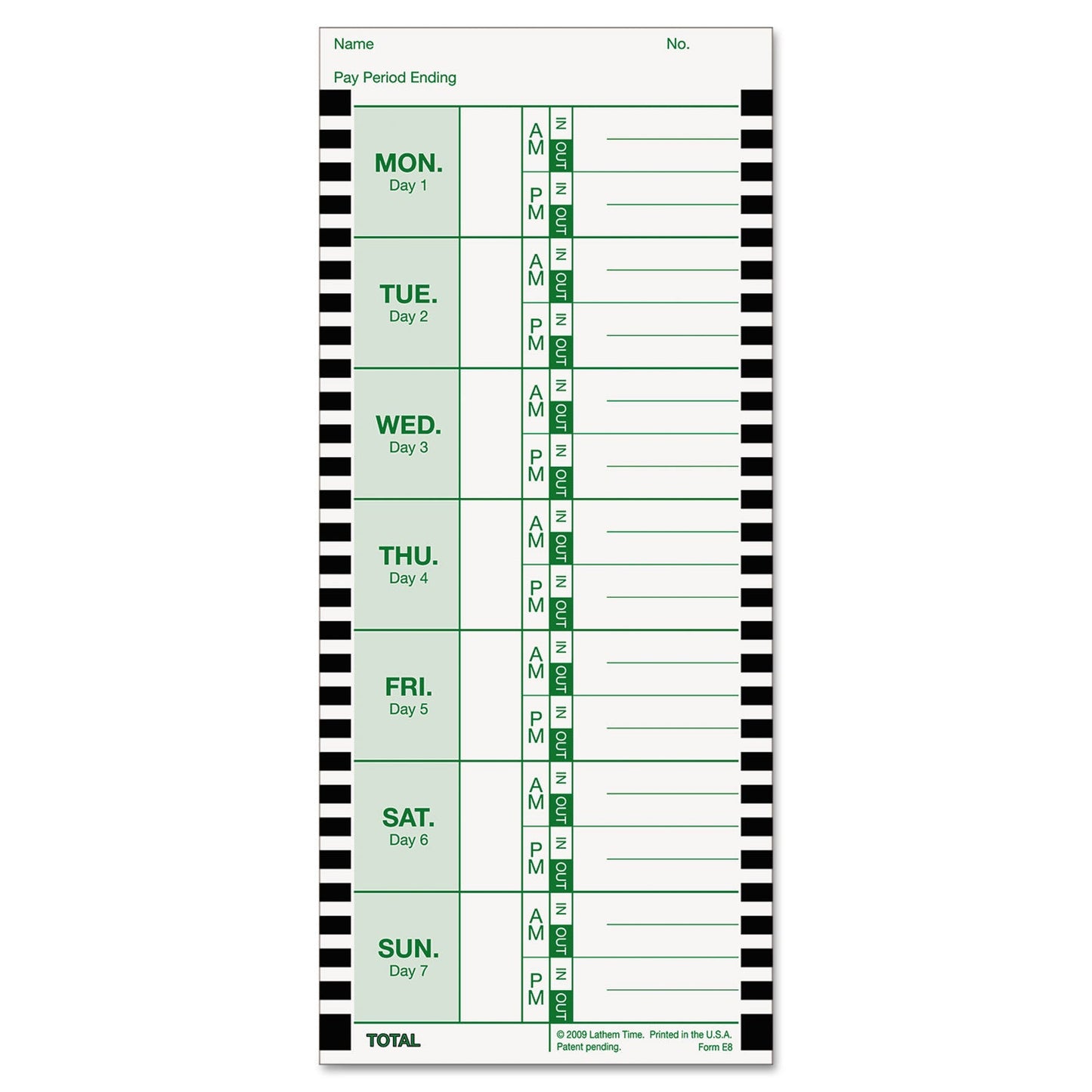 Lathem Time Clock Cards for Lathem Time 800P, One Side, 4 x 9, 100/Pack