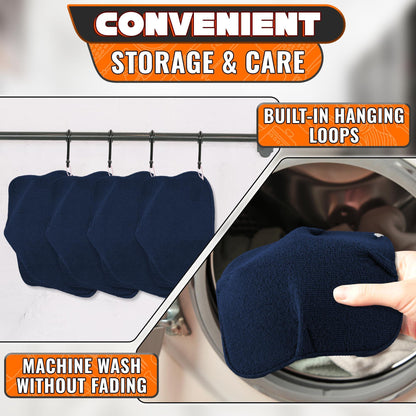 4 Pcs Microwave Bowl Cozy Holders – Deep Navy Blue Microwave Bowl Holders for Hot Food Protect Hands from Hot Dishes – Soft & Heat Resistant Fabric for Safe Heating & Convenient Use in the Kitchen