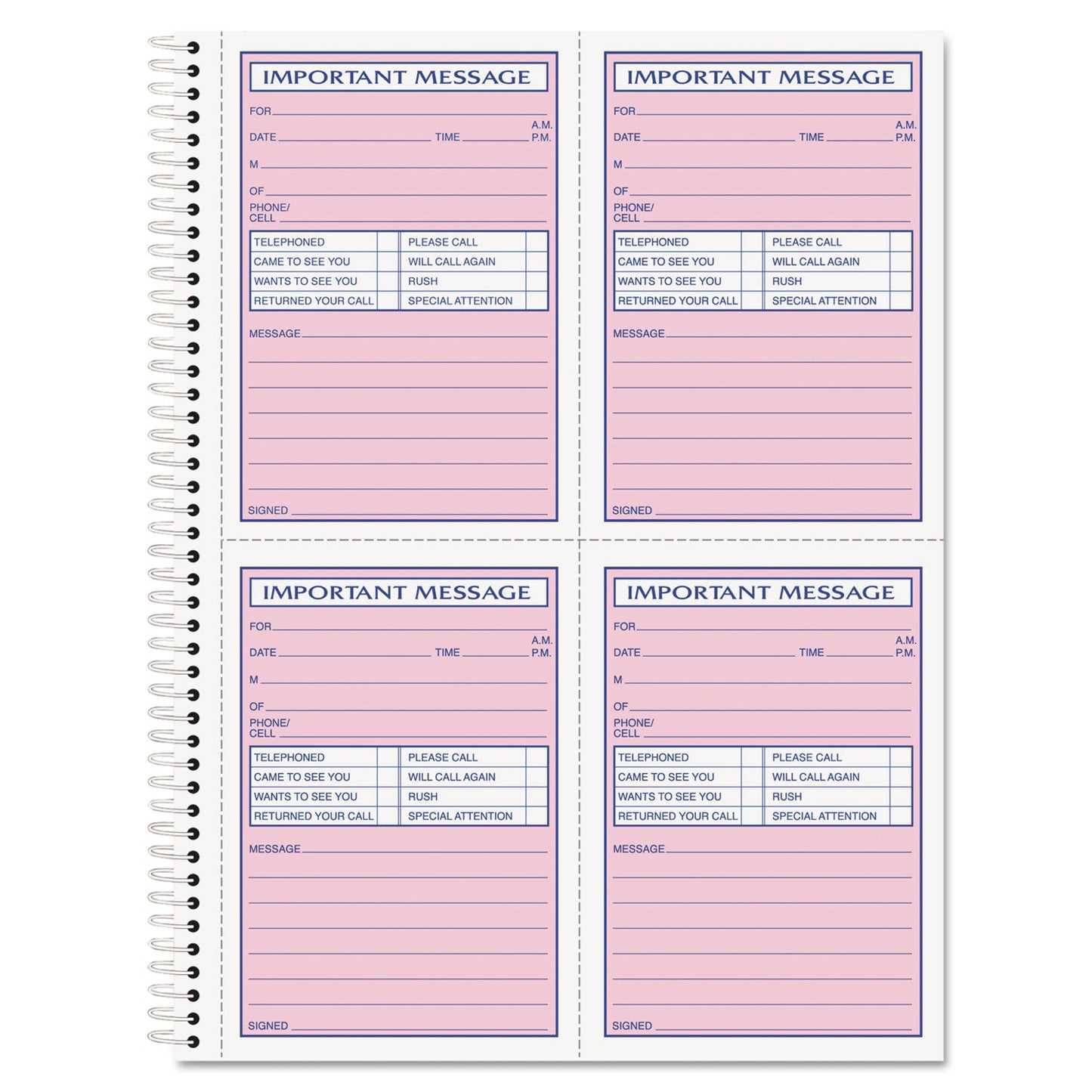 TOPS Telephone Message Book, Fax/Mobile Section, Two-Part Carbonless, 5.5 x 3.88, 4/Page, 200 Forms