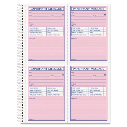 TOPS Telephone Message Book, Fax/Mobile Section, Two-Part Carbonless, 5.5 x 3.88, 4/Page, 200 Forms