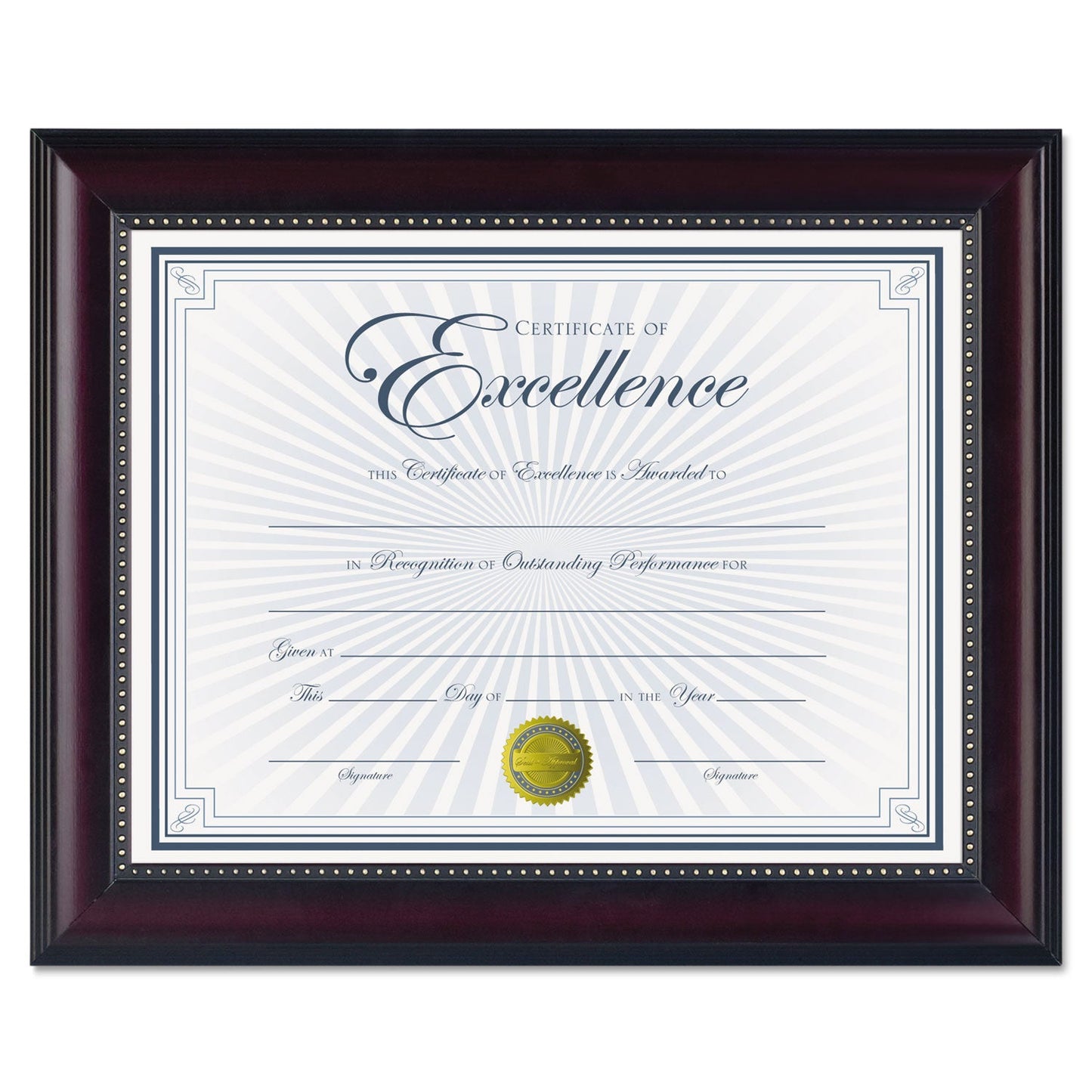 DAX Prestige Document Frame, Rosewood/Black, Gold Accents, Certificate, 8.5 x 11