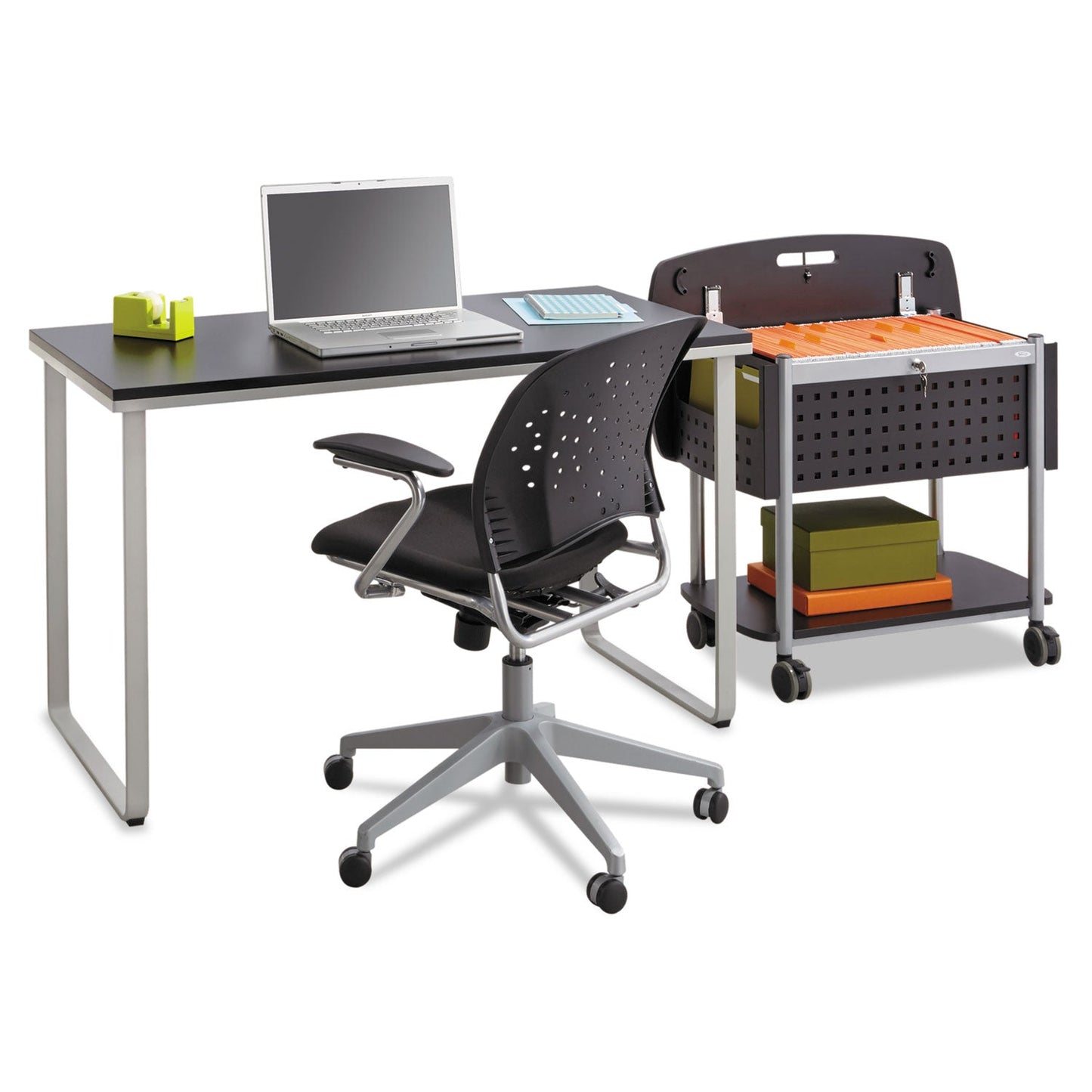 Safco Steel Desk, 47.25" x 24" x 28.75", Beech/White