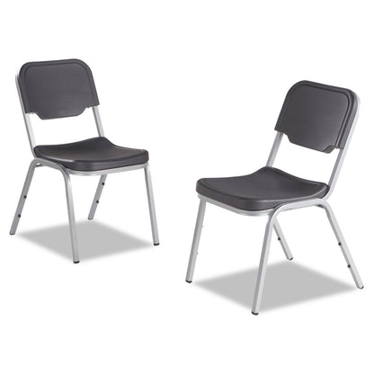 Iceberg Rough n Ready Stack Chair, Supports Up to 500 lb, Black Seat/Back, Silver Base, 4/Carton