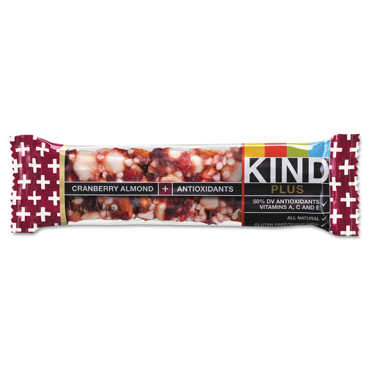 KIND Plus Nutrition Boost Bar, Cranberry Almond and Antioxidants, 1.4 oz, 12/Box
