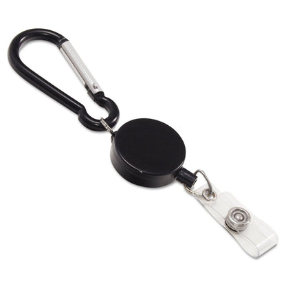 Advantus Metal Badge Reel/Carabiner Set, 24" Extension, Black, 5/Pack