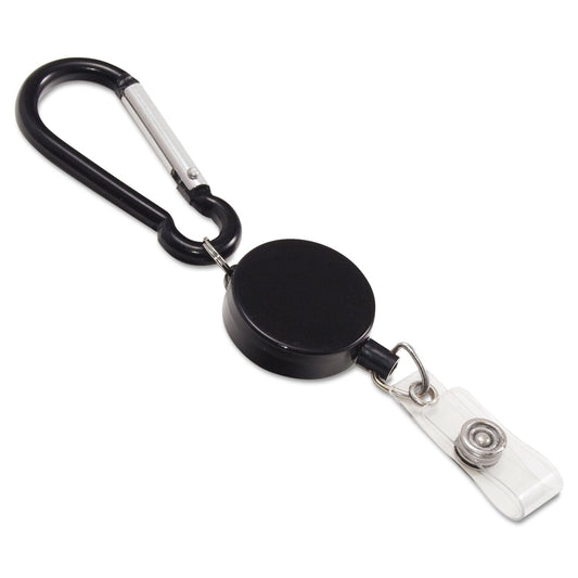 Advantus Metal Badge Reel/Carabiner Set, 24" Extension, Black, 5/Pack