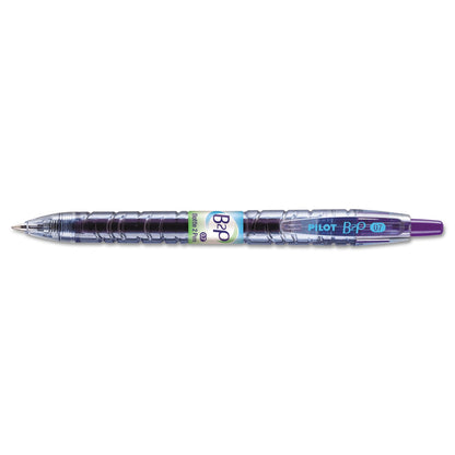 Pilot B2P Bottle-2-Pen Recycled Gel Pen, Retractable, Fine 0.7 mm, Purple Ink, Translucent Blue Barrel