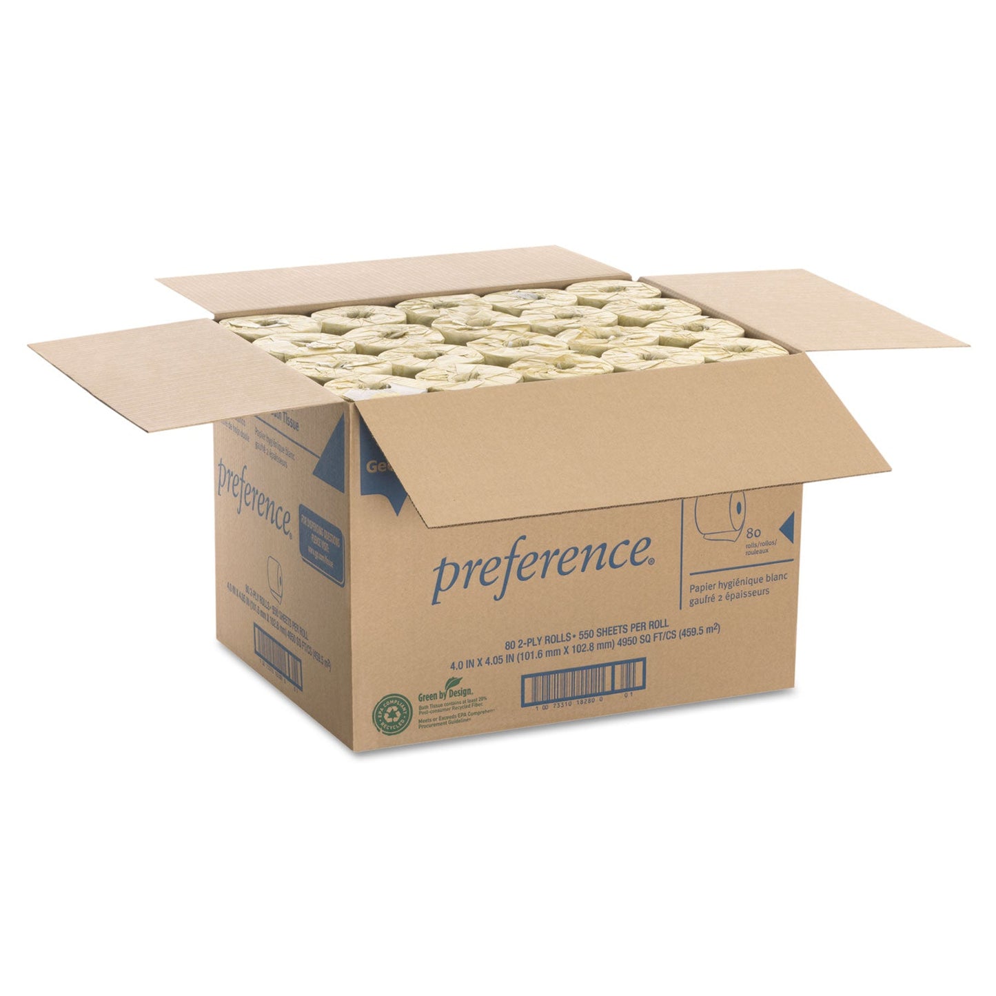 Georgia Pacific Pacific Blue Select Bathroom Tissue, Septic Safe, 2-Ply, White, 550 Sheets/Roll, 80 Rolls/Carton