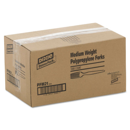 Dixie Plastic Cutlery, Mediumweight Forks, White, 1,000/Carton