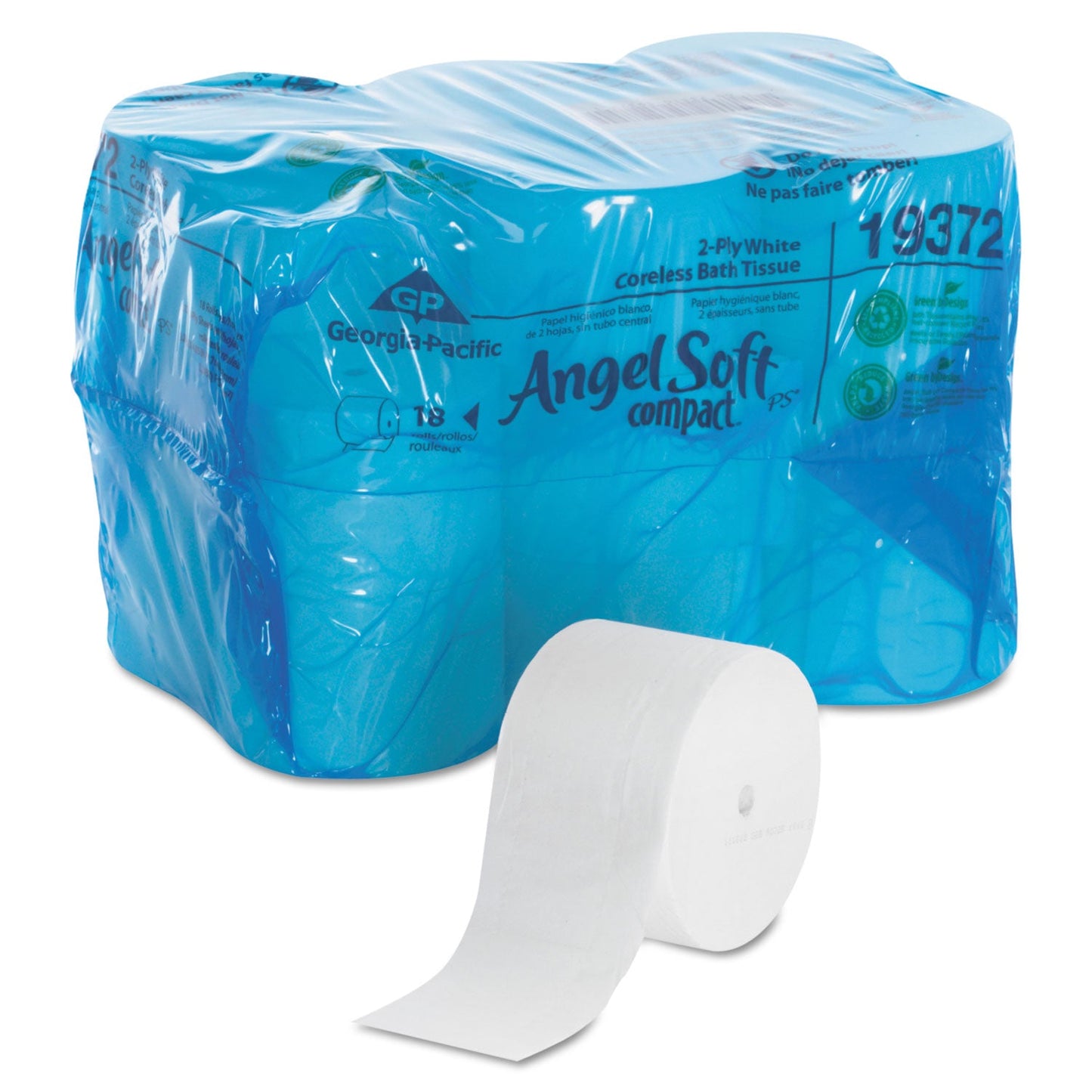Georgia Pacific Coreless Bath Tissue, Septic Safe, 2-Ply, White, 1,125 Sheets/Roll, 18 Rolls/Carton