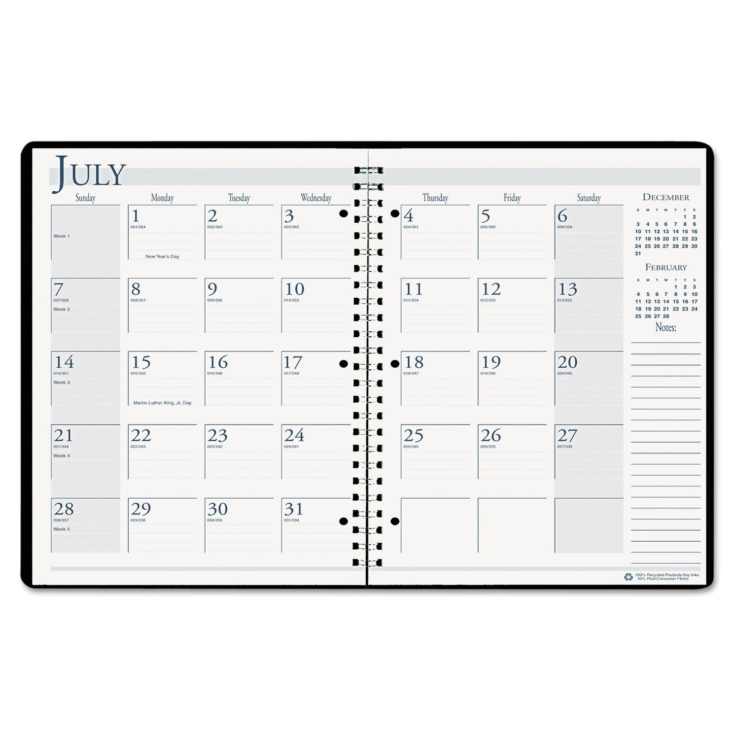 House of Doolittle Spiralbound Academic Monthly Planner, 11 x 8.5, Black Cover, 14-Month (July to Aug): 2022 to 2023