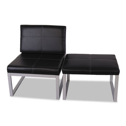 Alera Ispara Series Armless Chair, 26.57" x 30.71" x 31.1", Black Seat/Back, Silver Base