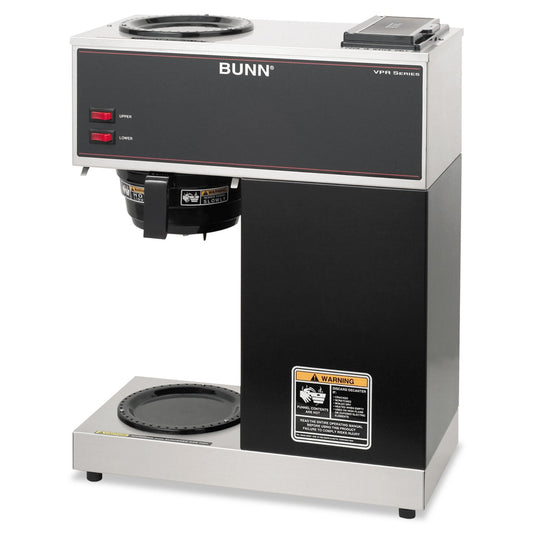 BUNN VPR Two Burner Pourover Coffee Brewer, 12-Cup, Stainless Steel, Black