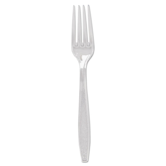 Dart Guildware Heavyweight Plastic Cutlery, Forks, Clear, 1000/Carton