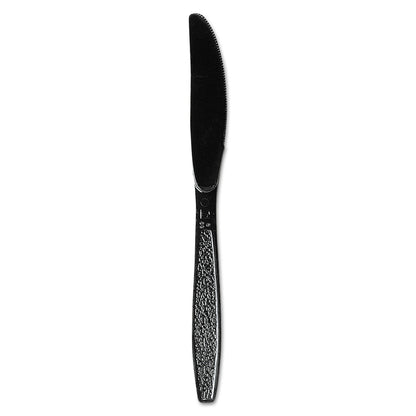 Dart Guildware Heavyweight Plastic Knives, Black, 1000/Carton